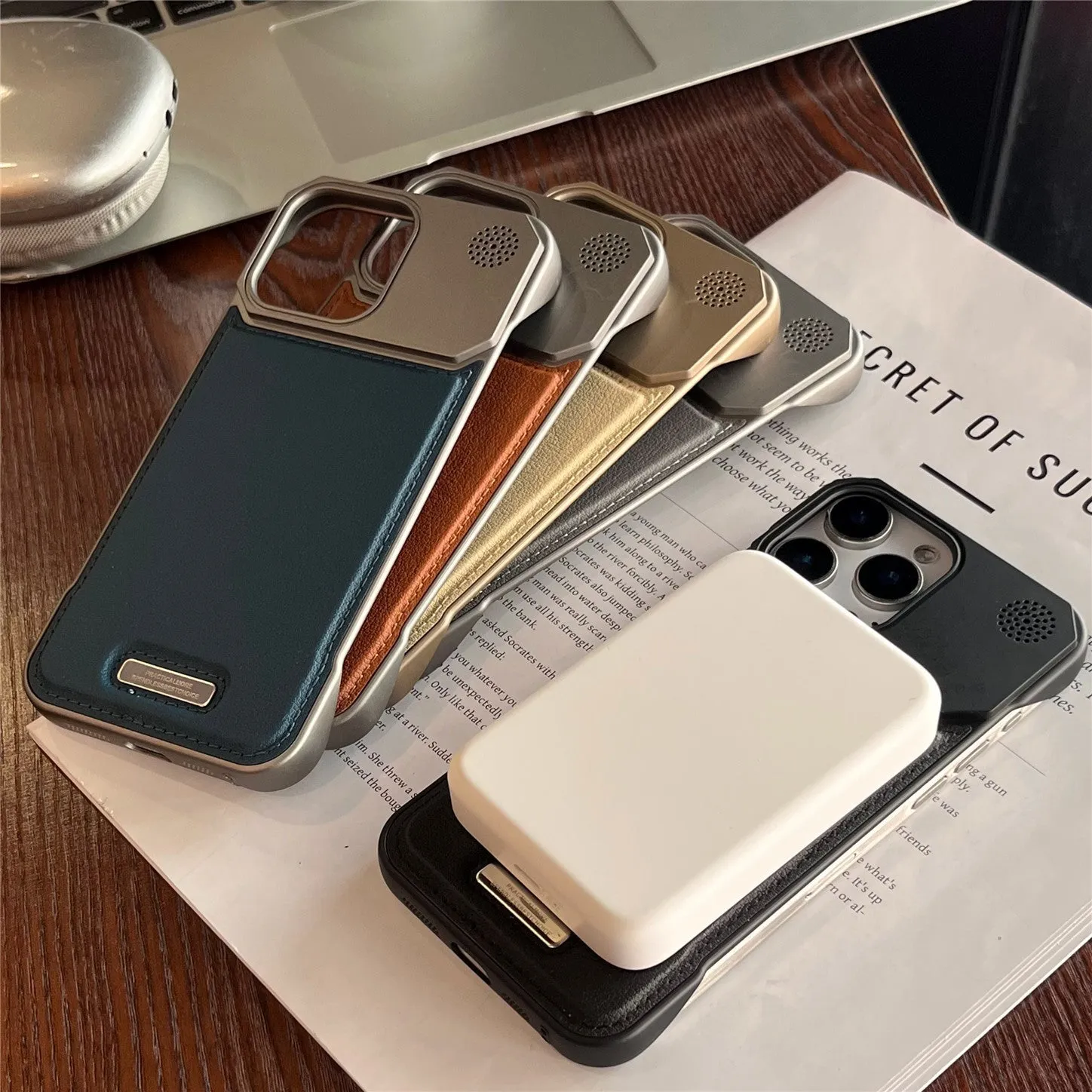 Aromatherapy Leather Magnetic Phone Case 17 High-grade Frameless Hard Protective Case Shockproof Anti-fall Anti-wear Anti-fingerprint for iPhone 11 to iPhone 17 Series Black Gray Blue Brown Gold Yellow Red Green Silver