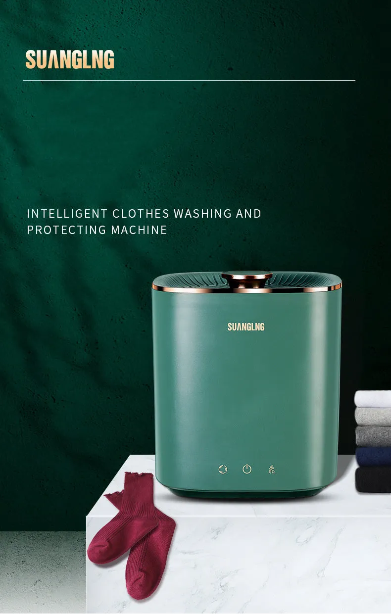 Green mini portable washing machine for underwear and socks with ozone sterilisation feature