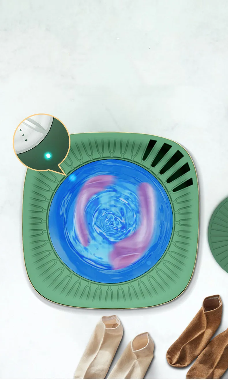 Green mini portable washing machine for underwear and socks with ozone sterilisation feature
