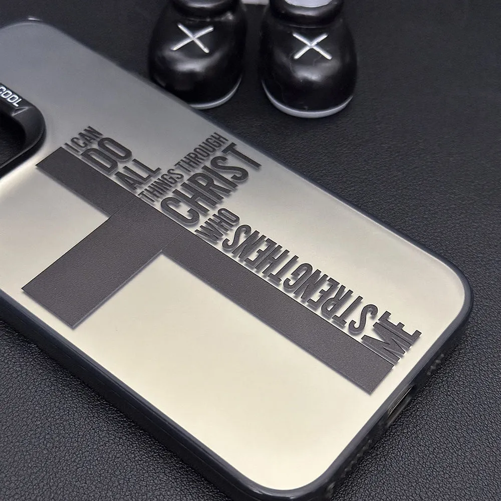 Cross English colour silver drop-resistant hard PC phone case for Apple iPhone, black colour