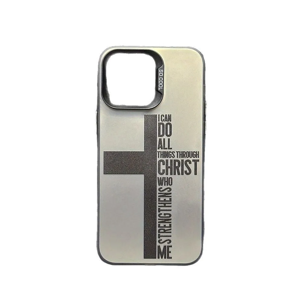 Cross English colour silver drop-resistant hard PC phone case for Apple iPhone, black colour