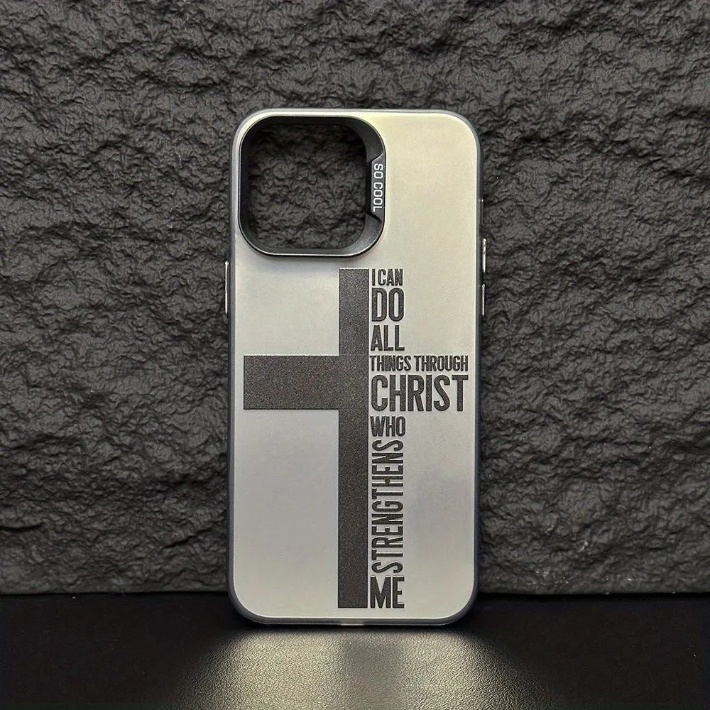 Cross English colour silver drop-resistant hard PC phone case for Apple iPhone, black colour