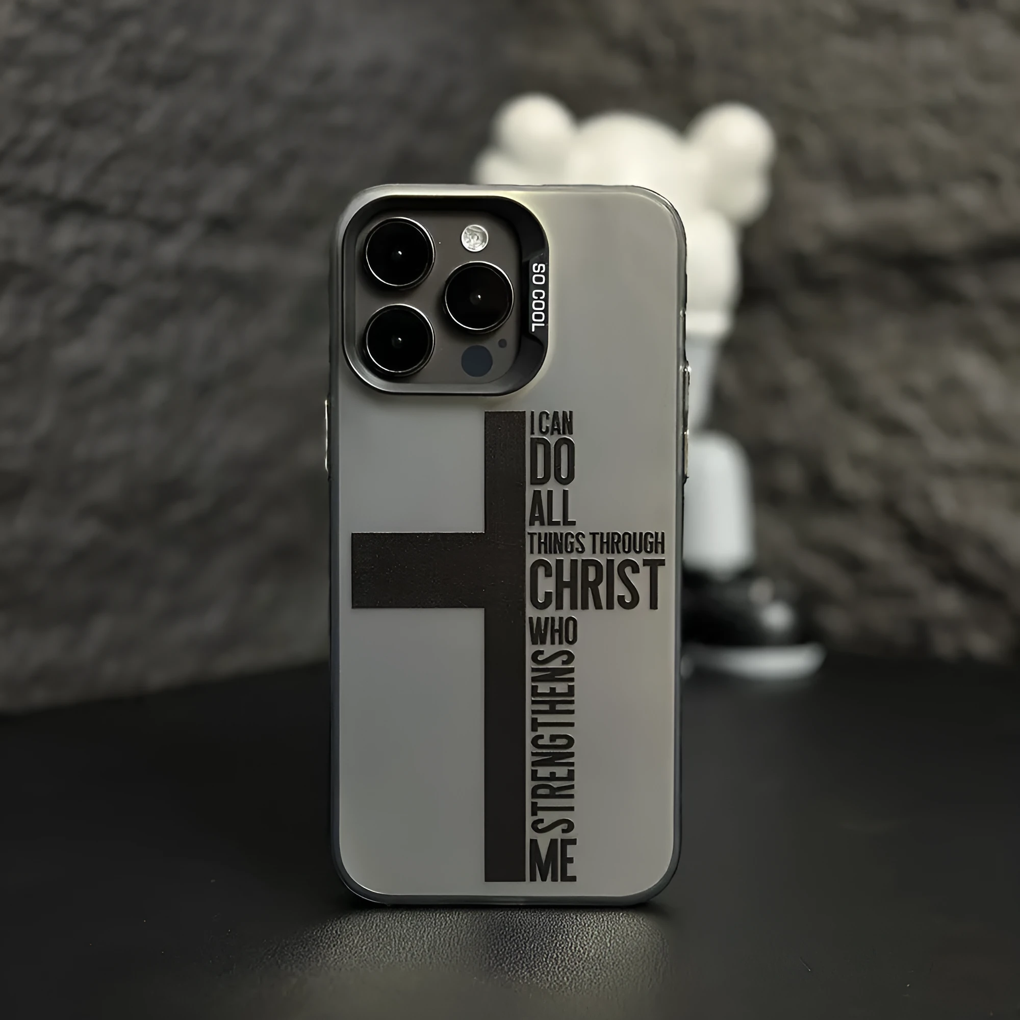 Cross English colour silver drop-resistant hard PC phone case for Apple iPhone, black colour