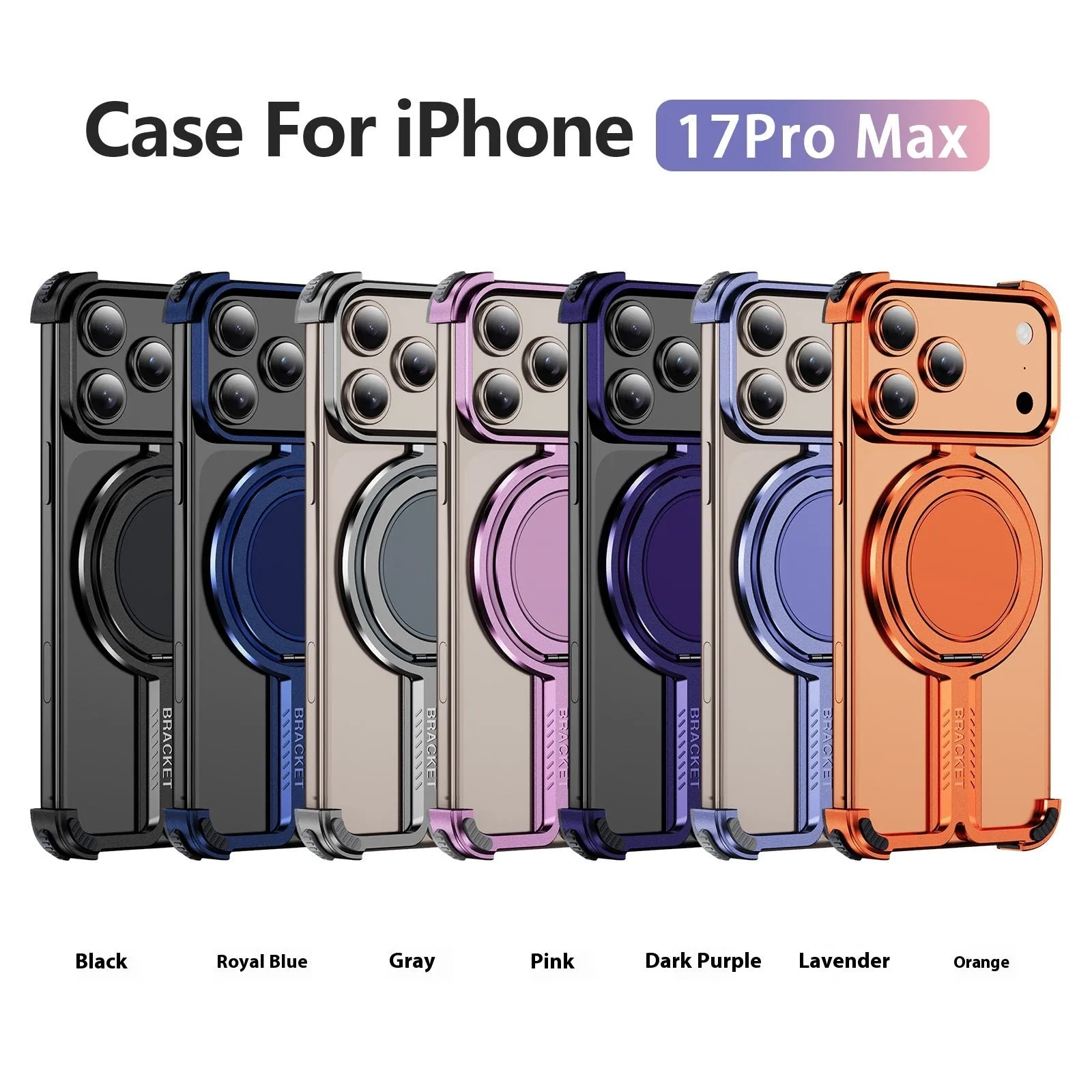 Titanium alloy bone sensing bracket phone case frameless design for iPhone 17 series in black