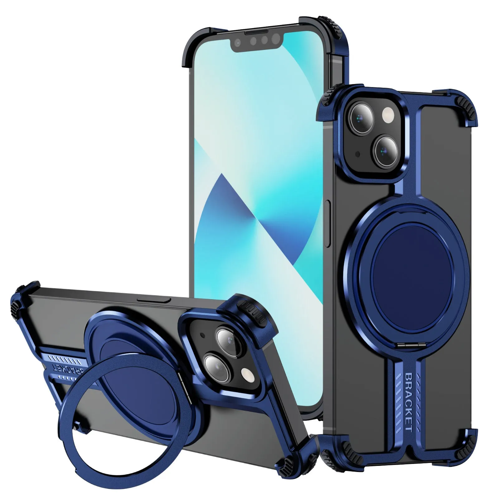 Titanium alloy bone sensing bracket phone case frameless design for iPhone 17 series in black