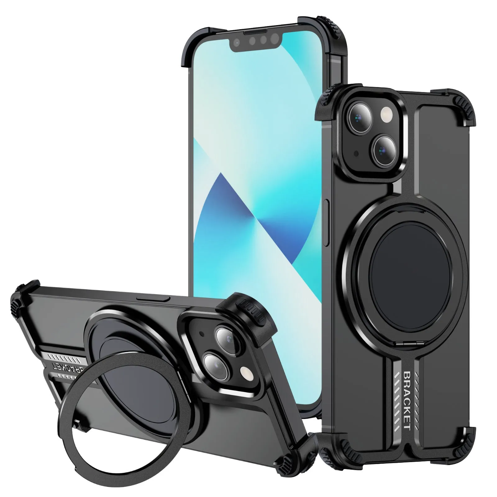 Titanium alloy bone sensing bracket phone case frameless design for iPhone 17 series in black