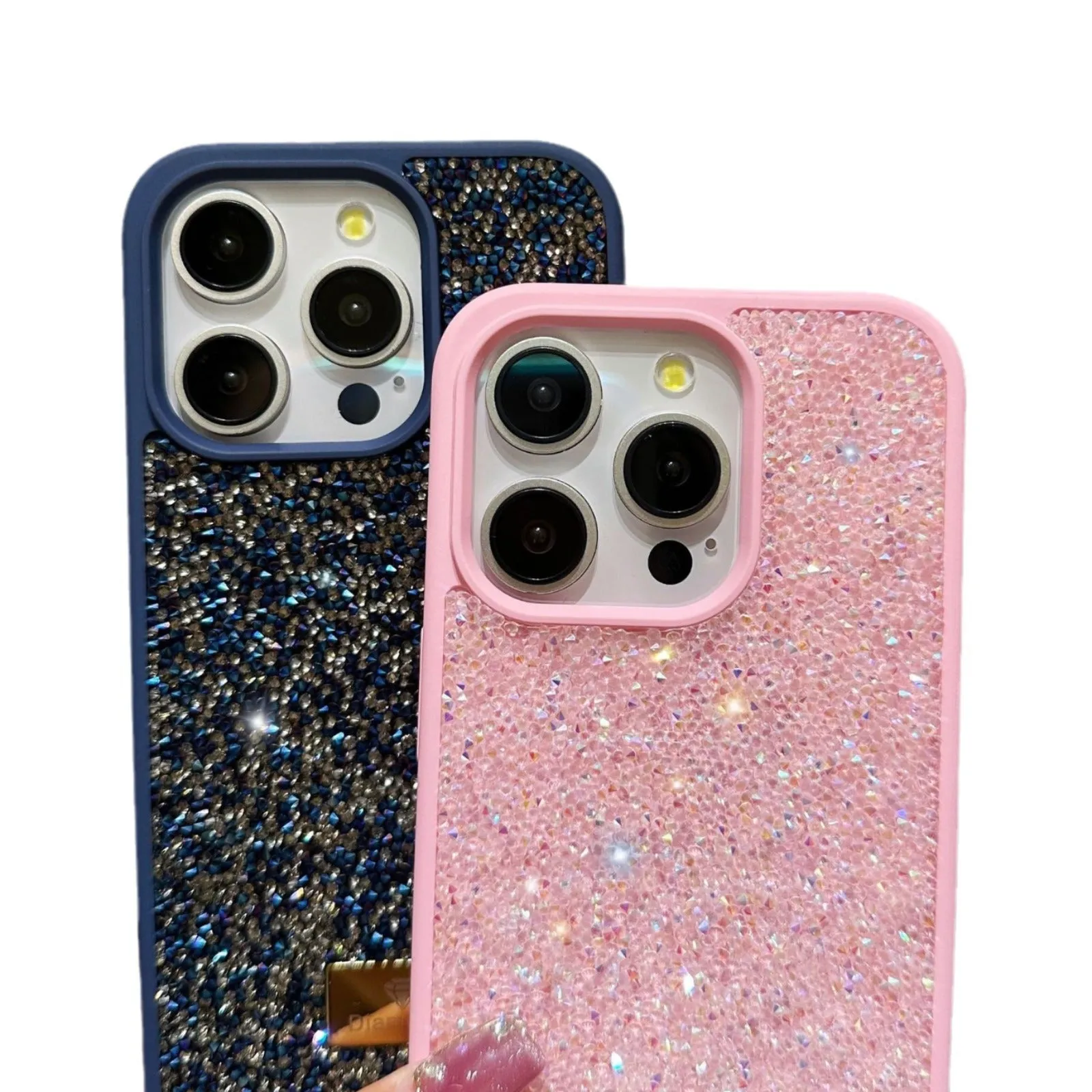 Luxury rhinestone graphene mobile phone shell in black with full diamond covering compatible with iPhone models