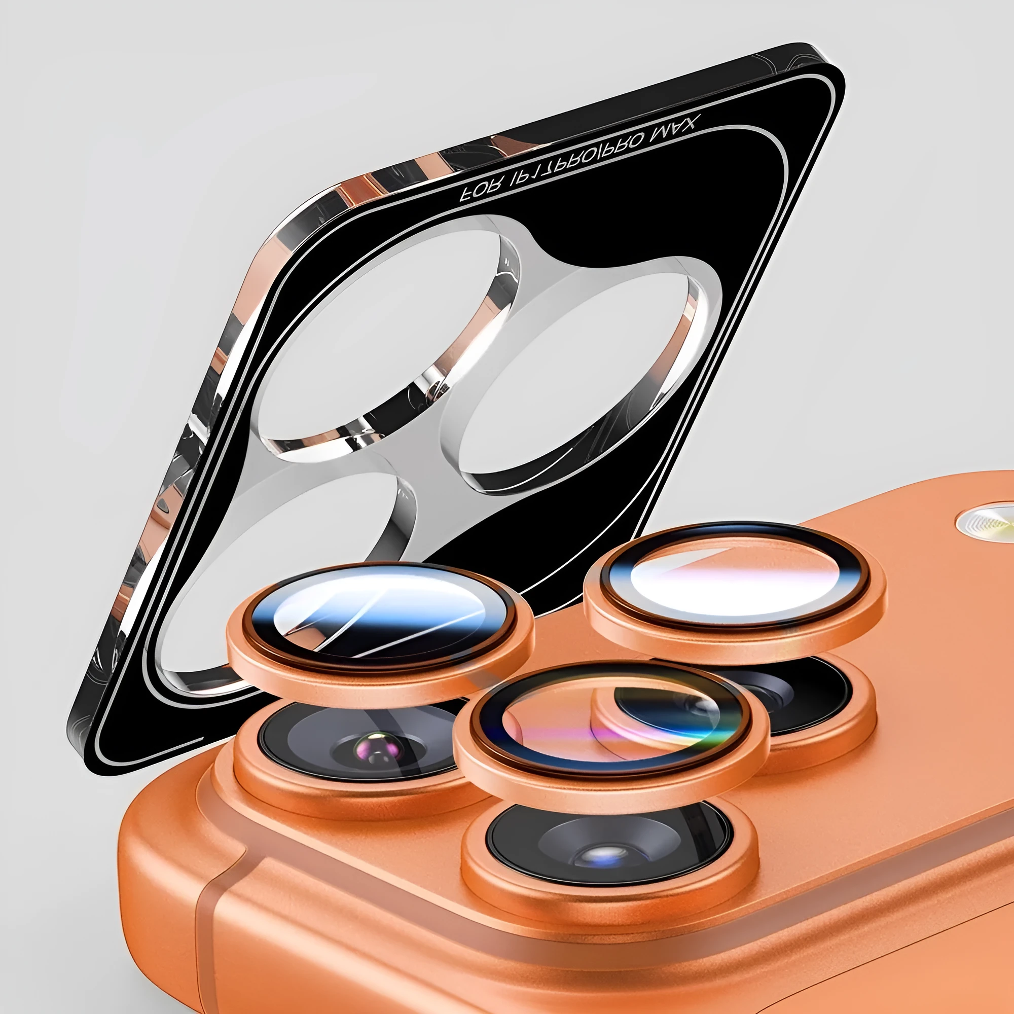 17ProMax Eagle Eye rear camera tempered film lens protector in titanium black for iPhone