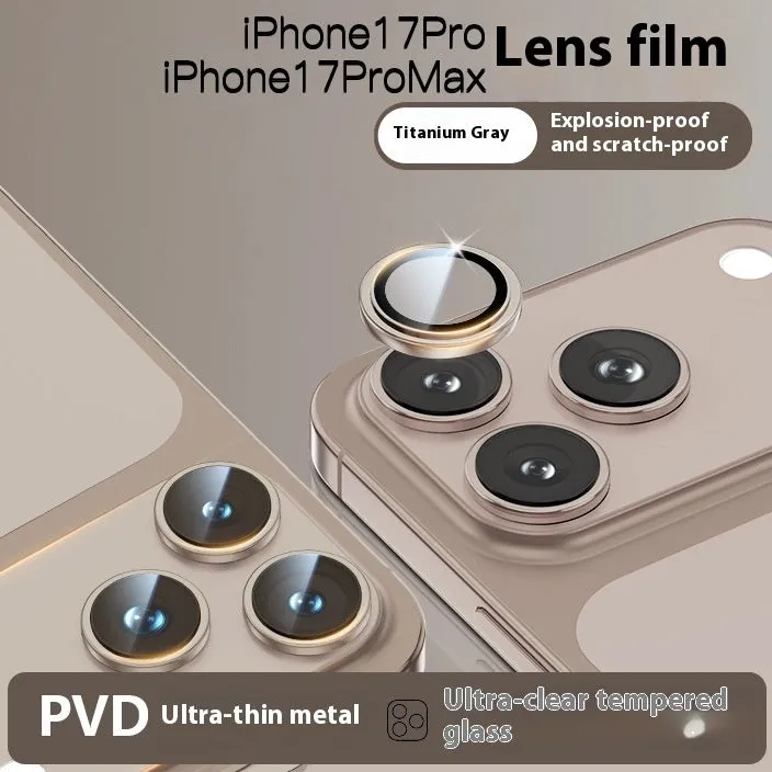 17ProMax Eagle Eye rear camera tempered film lens protector in titanium black for iPhone