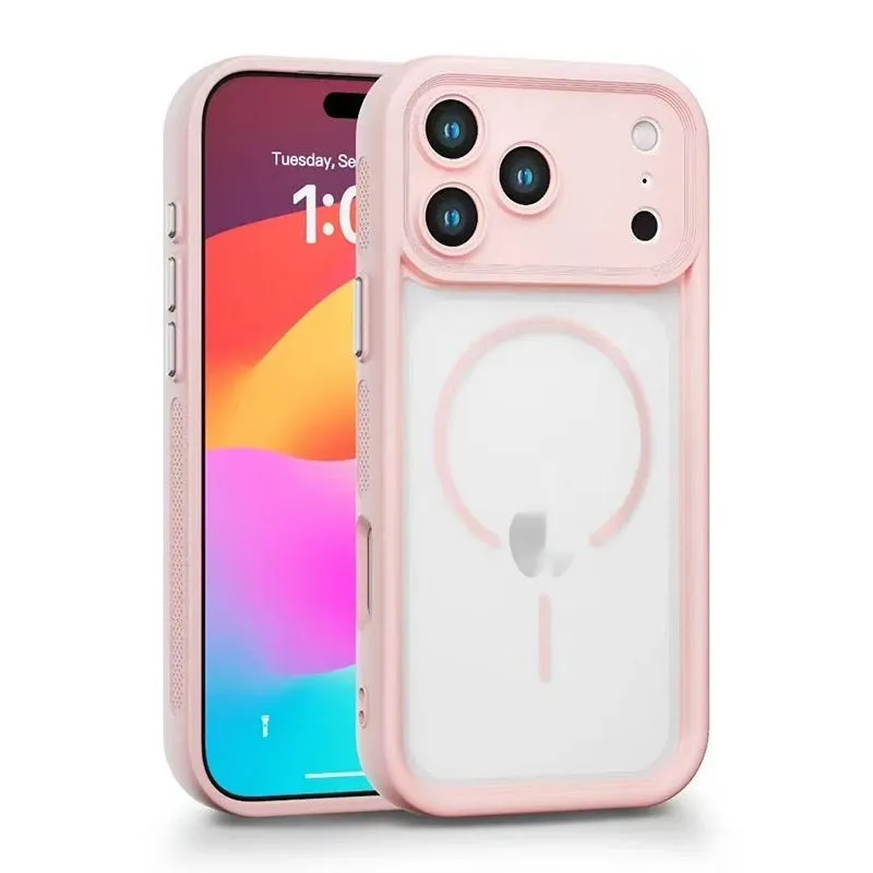 Frosted TPU magnetic phone case for iPhone 17 series in black, shockproof and heat dissipation design