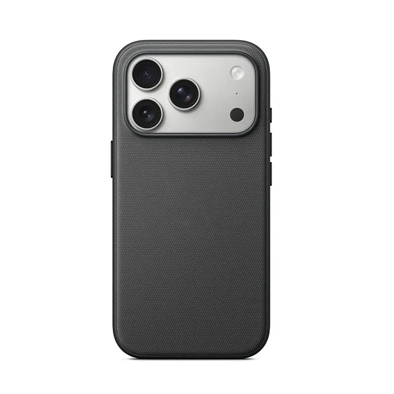 Black woven cloth pattern phone case with magnetic suction animation for iPhone 17 series