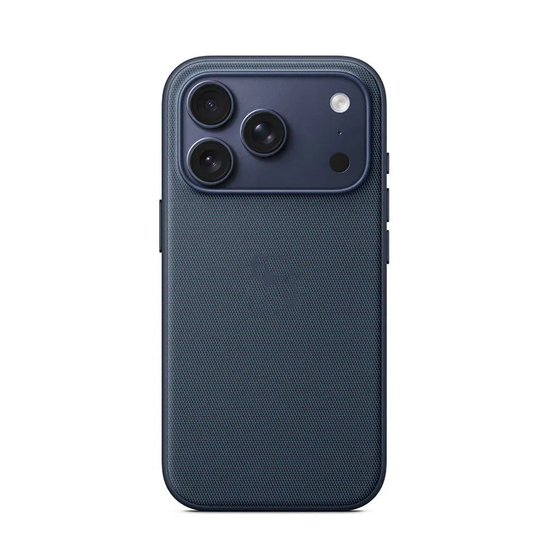 Black woven cloth pattern phone case with magnetic suction animation for iPhone 17 series