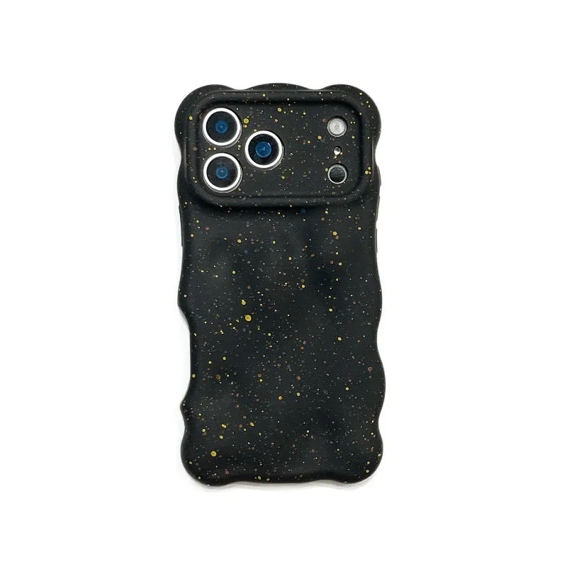 New Wave soft shell TPU phone case with white splash ink pattern and black edges for iPhone