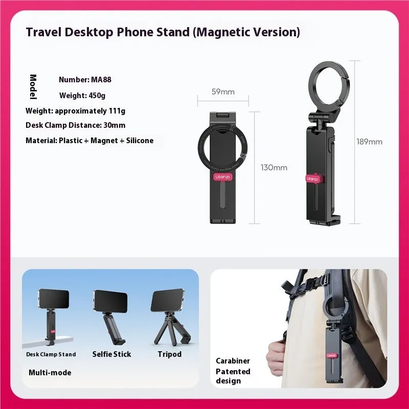 MA88 Magnetic Travel Portable Desktop Phone Holder Black Bracket on a desk