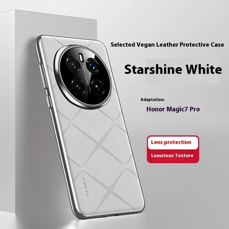 Electroplated plain leather phone case for Glory 300 in caramel mocha showing all-inclusive drop-resistant design