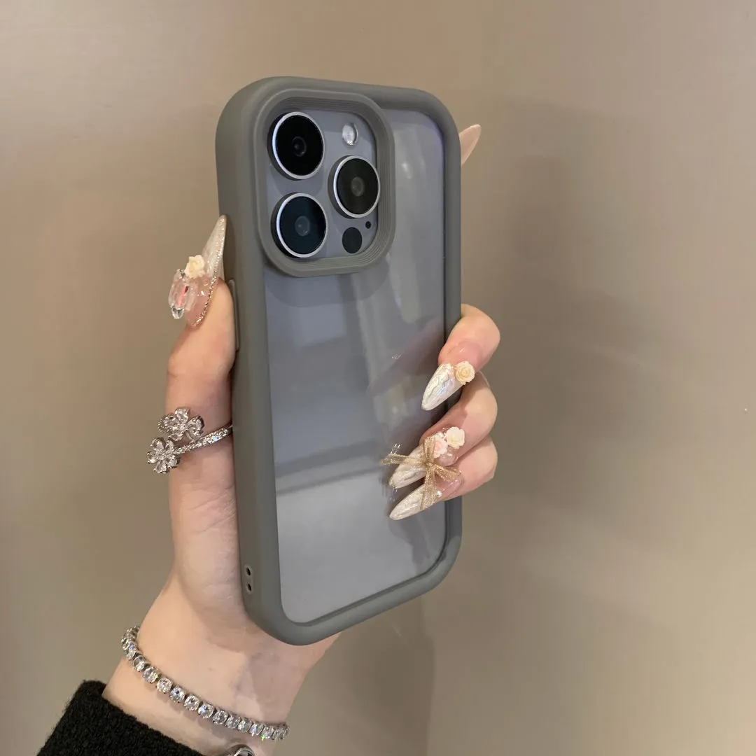 Advanced solid colour transparent drop-resistant acrylic phone case for Apple iPhone showing black edge design