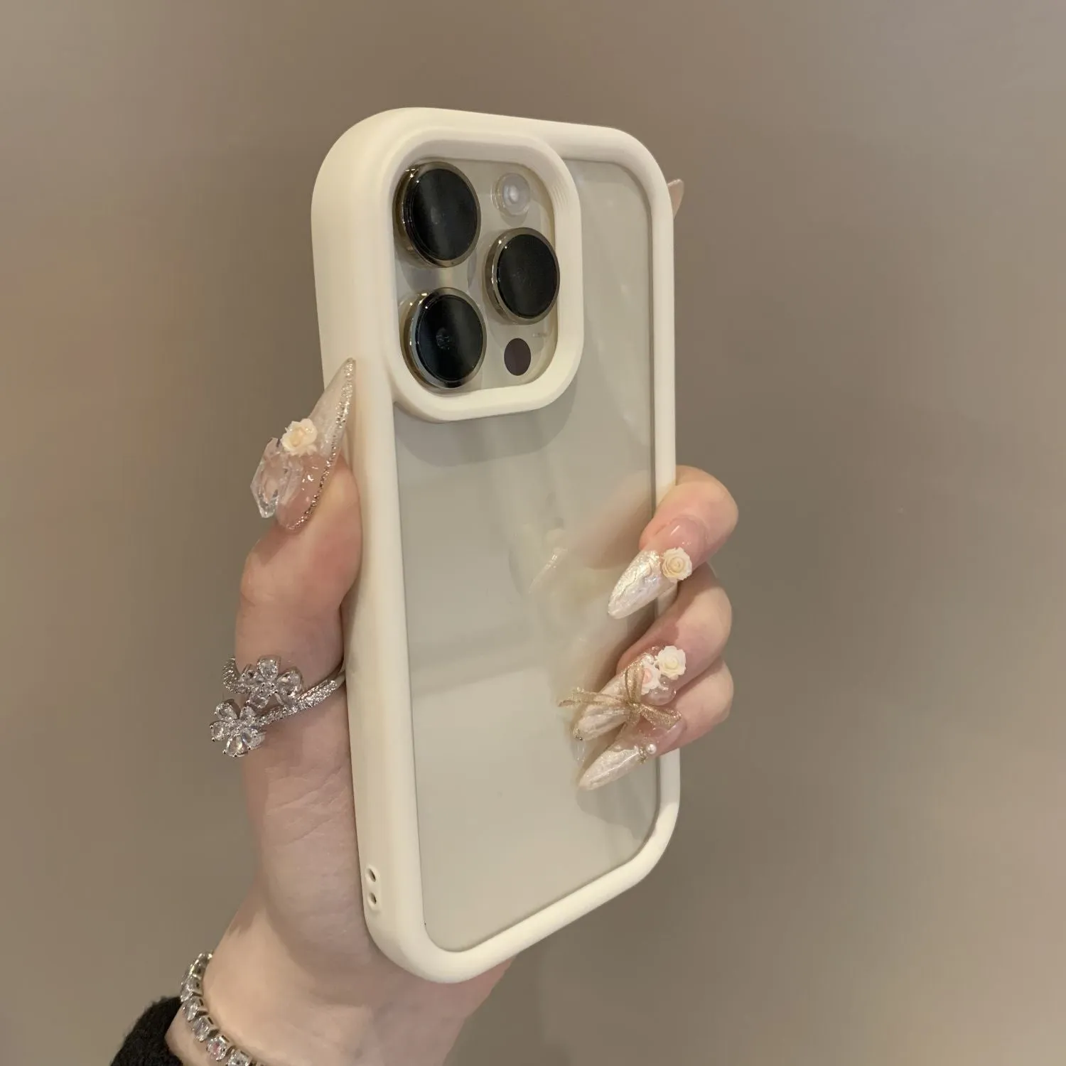 Advanced solid colour transparent drop-resistant acrylic phone case for Apple iPhone showing black edge design