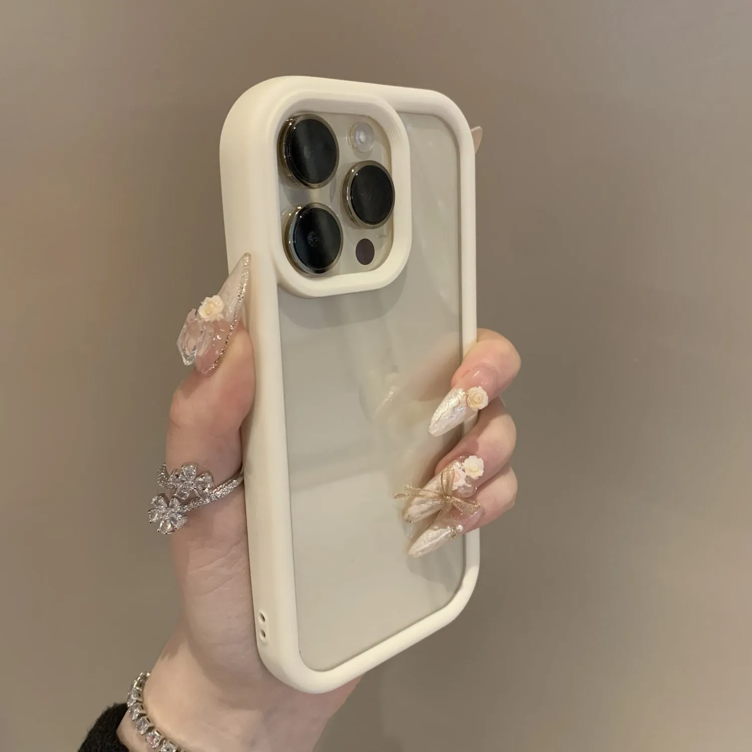 Advanced solid colour transparent drop-resistant acrylic phone case for Apple iPhone showing black edge design