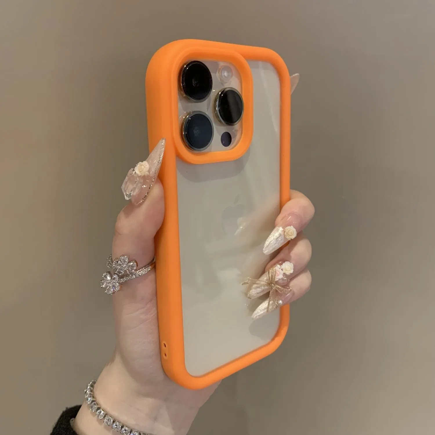 Advanced solid colour transparent drop-resistant acrylic phone case for Apple iPhone showing black edge design