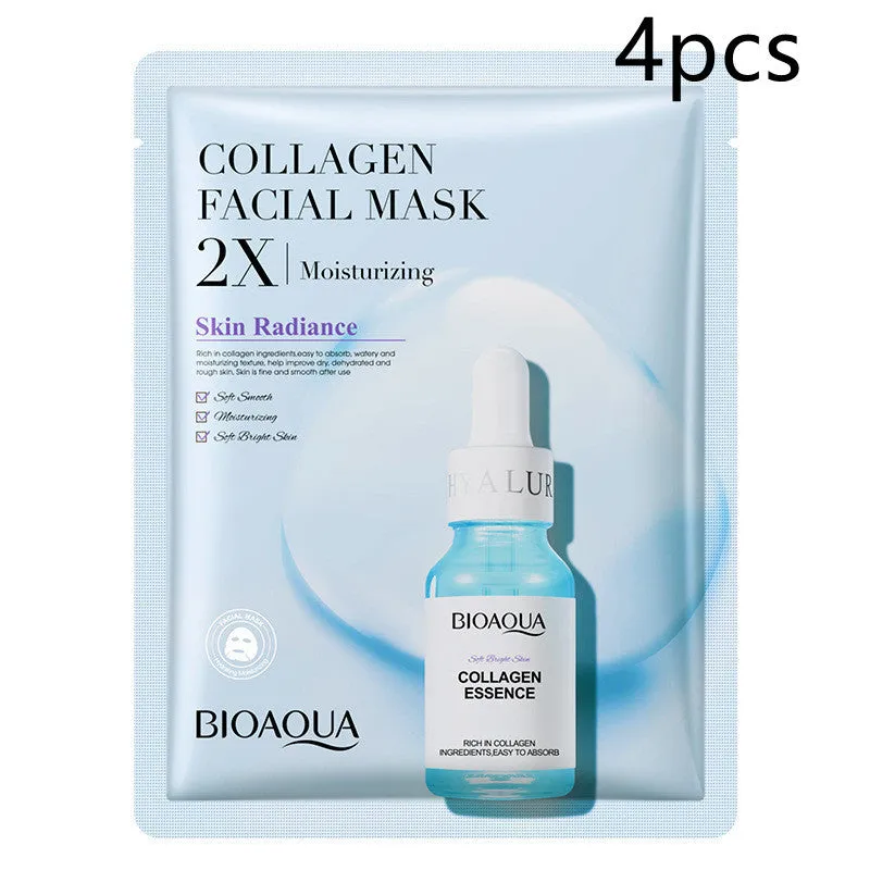Single collagen facial sheet mask with 30g of clear gel on white background.