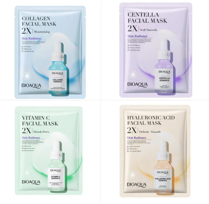 Single collagen facial sheet mask with 30g of clear gel on white background.