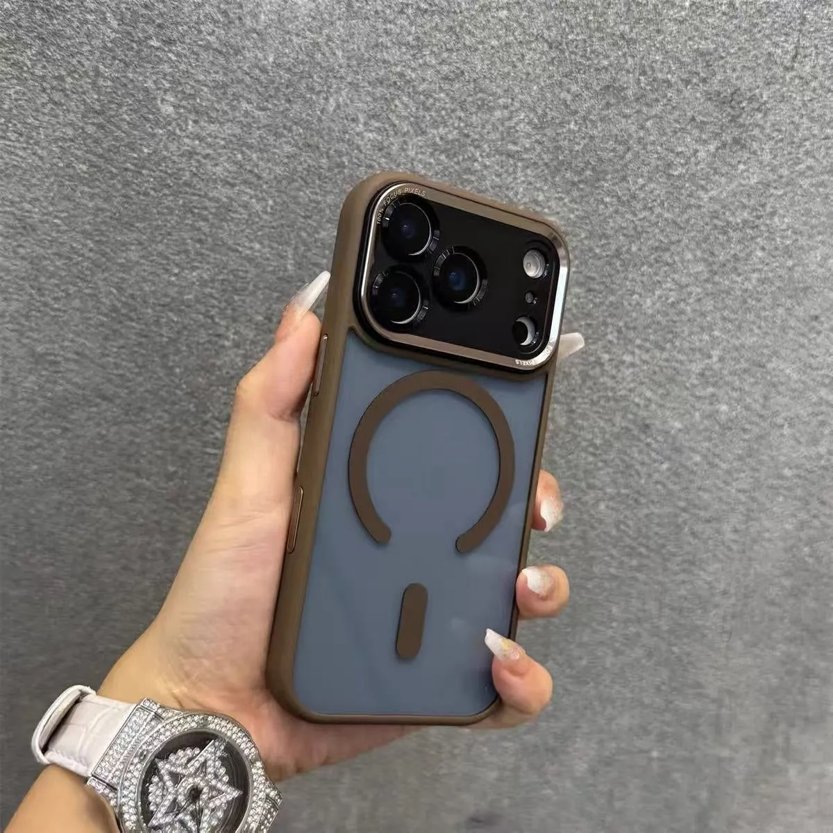 Plastic magnetic suction phone case in black warrior colour compatible with iPhone models