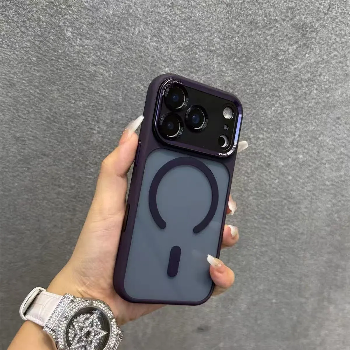 Plastic magnetic suction phone case in black warrior colour compatible with iPhone models