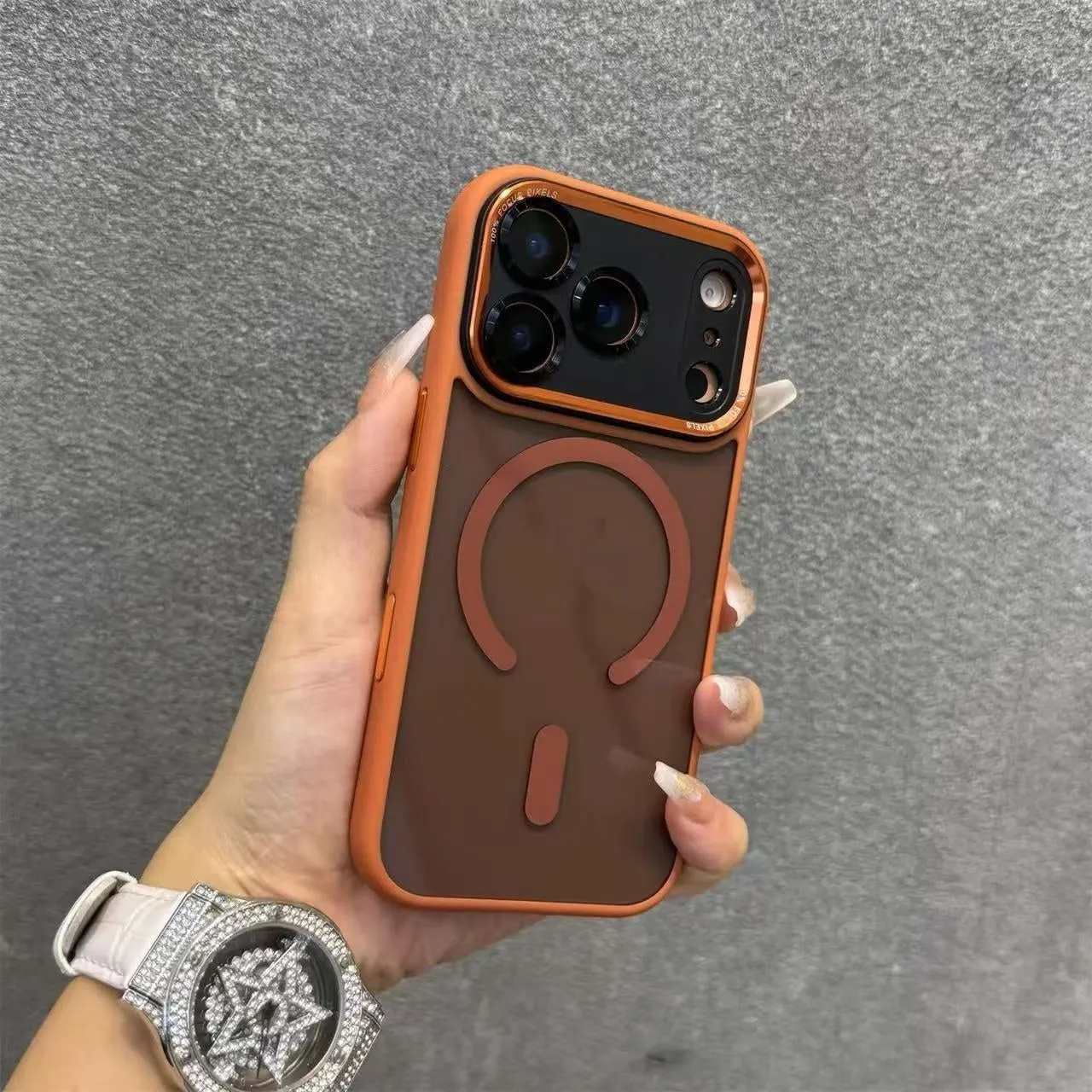 Plastic magnetic suction phone case in black warrior colour compatible with iPhone models