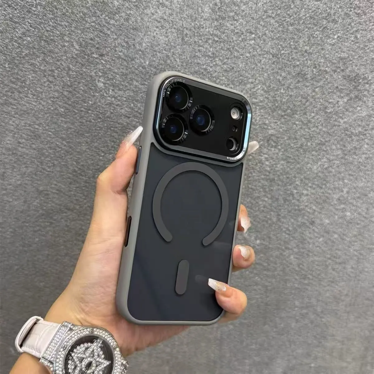 Plastic magnetic suction phone case in black warrior colour compatible with iPhone models