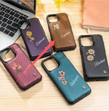 Genuine leather phone case for Samsung S25 Plus, doublelayer printing design, brown colour