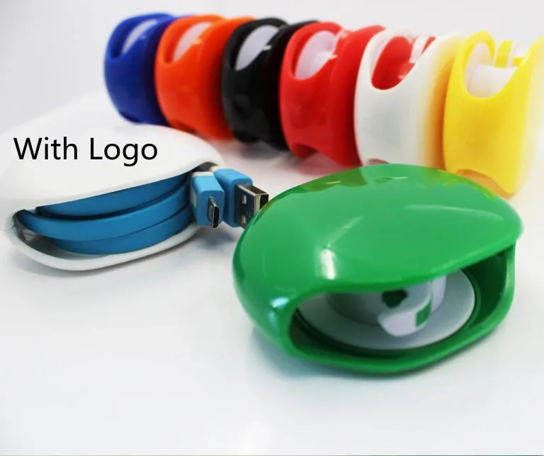 Automatic cable winder retractor in PC ABS plastic showing compact size and colour options.