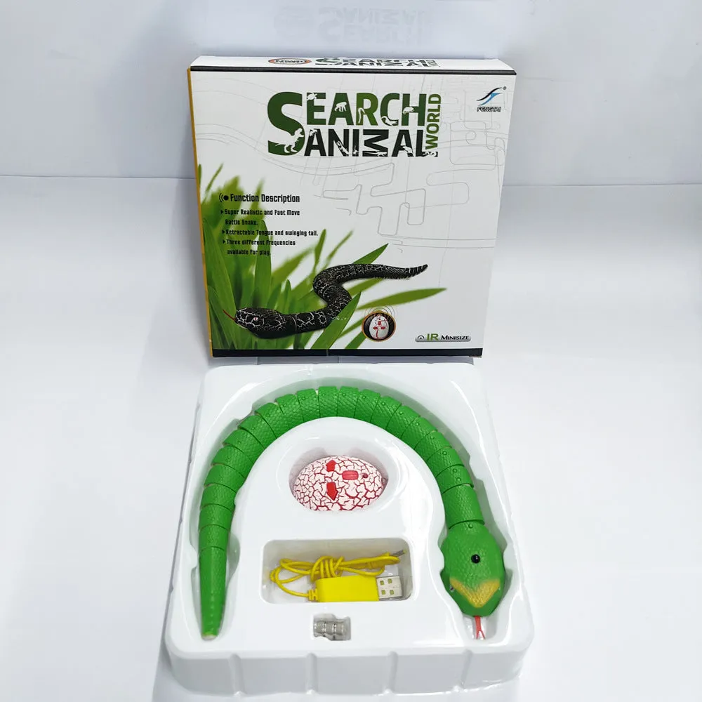 USB rechargeable automatic snake cat toy with segmented plastic body and smart sensing technology