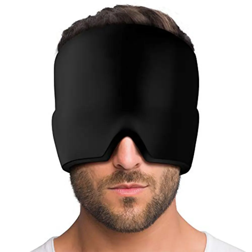 Black and pink elastic cloth gel eye mask for headache relief with cooling properties