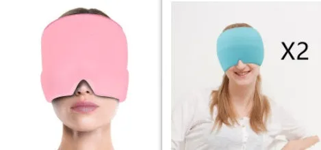 Black and pink elastic cloth gel eye mask for headache relief with cooling properties