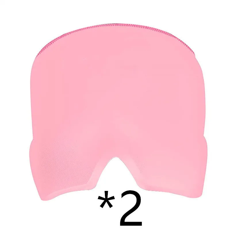 Black and pink elastic cloth gel eye mask for headache relief with cooling properties