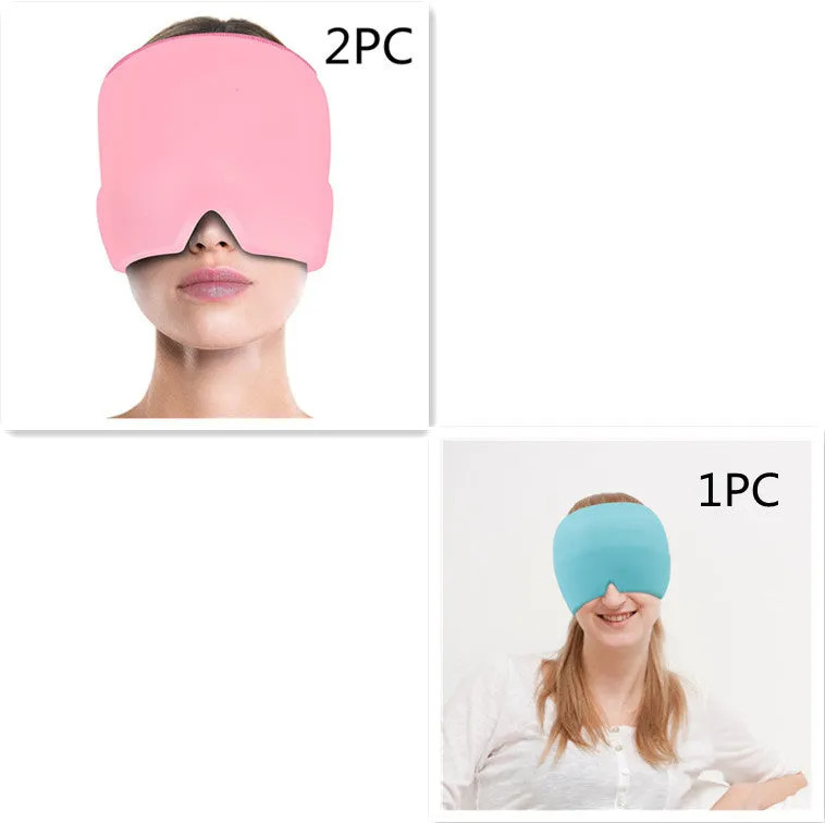 Black and pink elastic cloth gel eye mask for headache relief with cooling properties