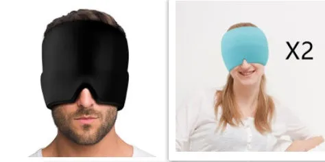 Black and pink elastic cloth gel eye mask for headache relief with cooling properties