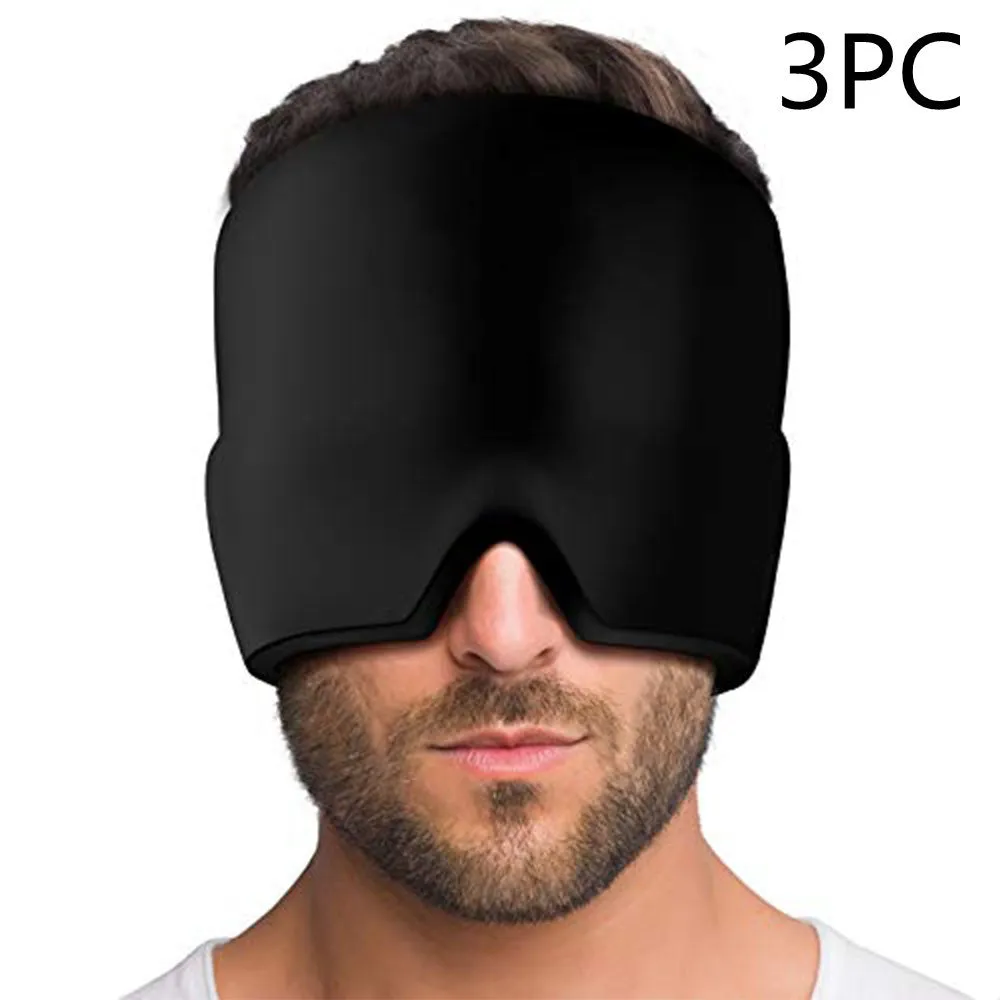 Black and pink elastic cloth gel eye mask for headache relief with cooling properties