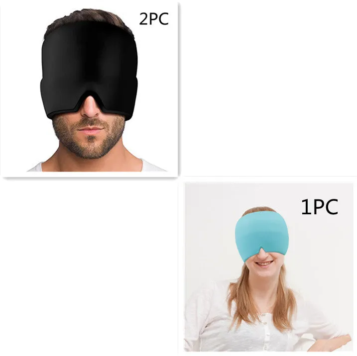 Black and pink elastic cloth gel eye mask for headache relief with cooling properties