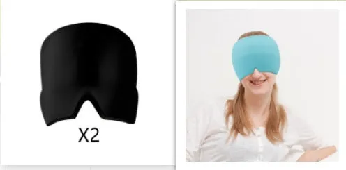 Black and pink elastic cloth gel eye mask for headache relief with cooling properties