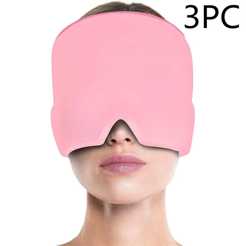 Black and pink elastic cloth gel eye mask for headache relief with cooling properties