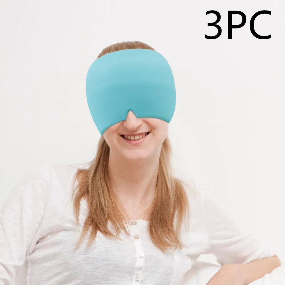 Black and pink elastic cloth gel eye mask for headache relief with cooling properties