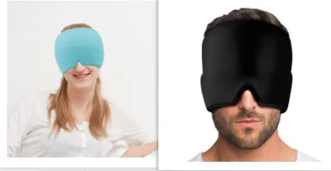 Black and pink elastic cloth gel eye mask for headache relief with cooling properties