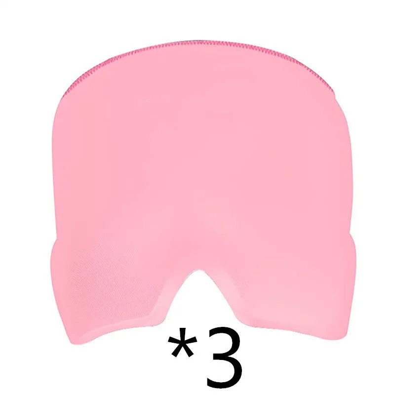 Black and pink elastic cloth gel eye mask for headache relief with cooling properties