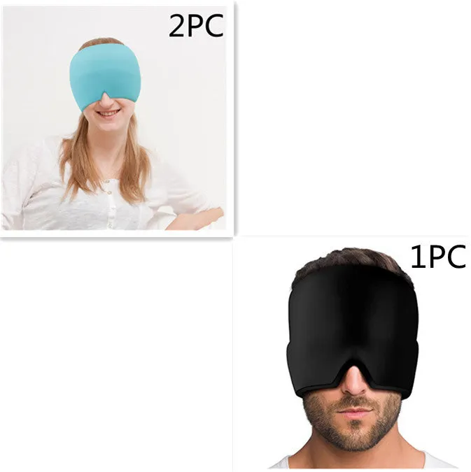 Black and pink elastic cloth gel eye mask for headache relief with cooling properties