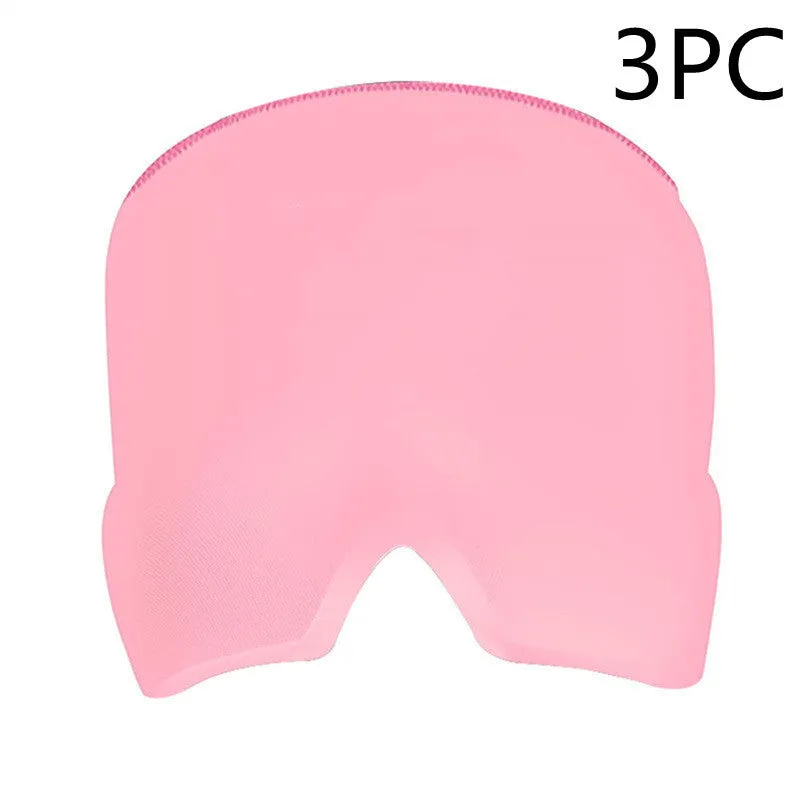 Black and pink elastic cloth gel eye mask for headache relief with cooling properties