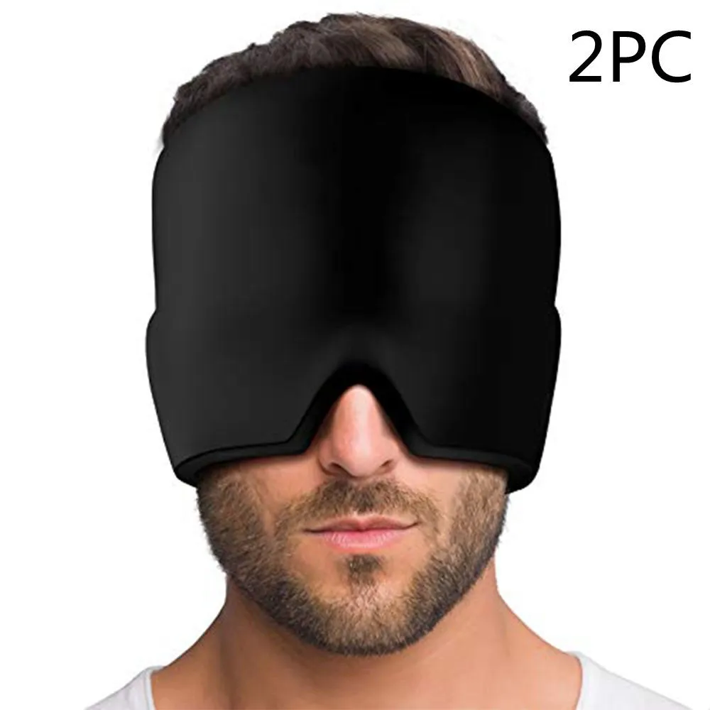 Black and pink elastic cloth gel eye mask for headache relief with cooling properties