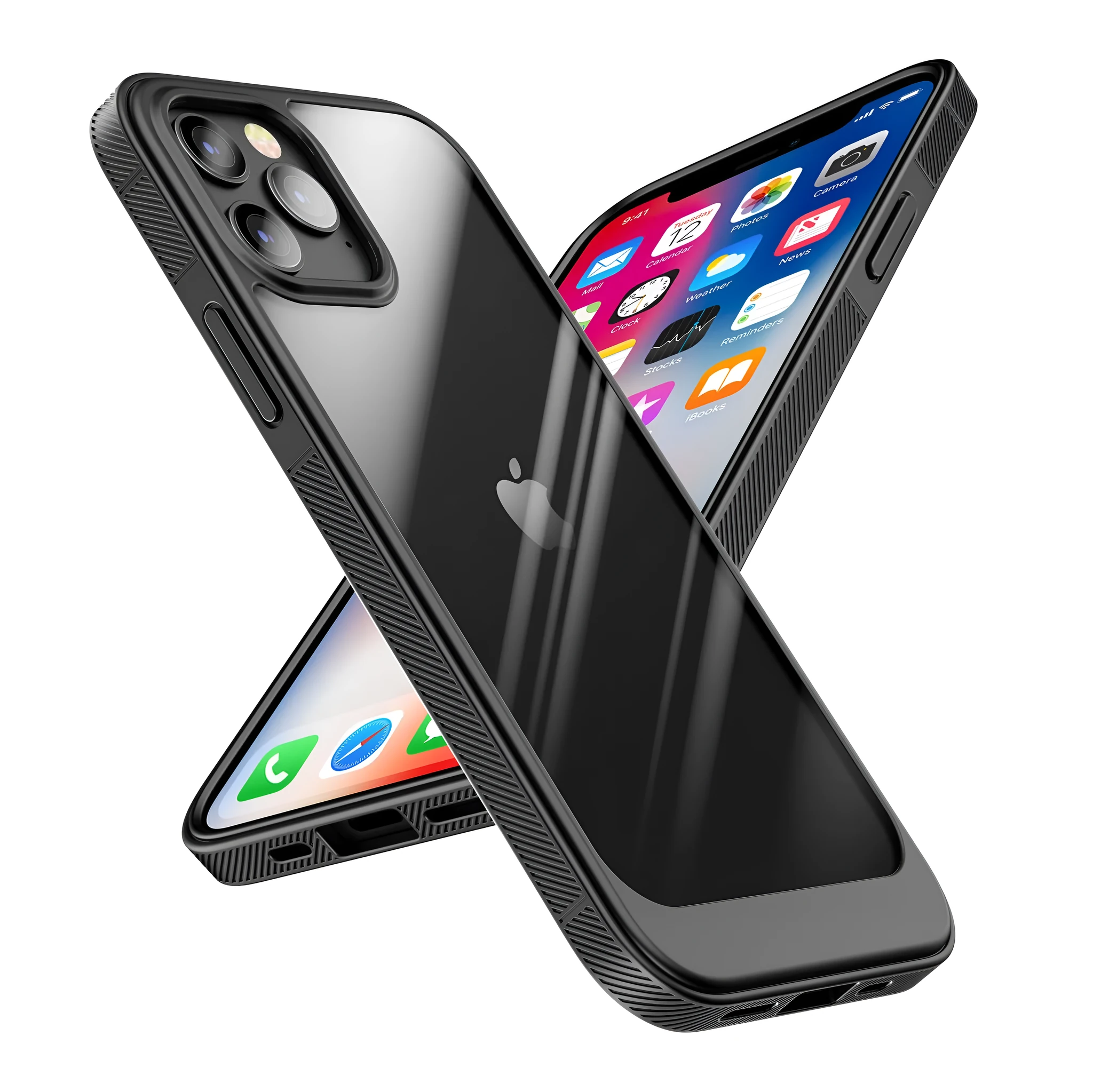Transparent phone case with TPU edges and PC back panel in pure colour, for iPhone 13 Pro Max
