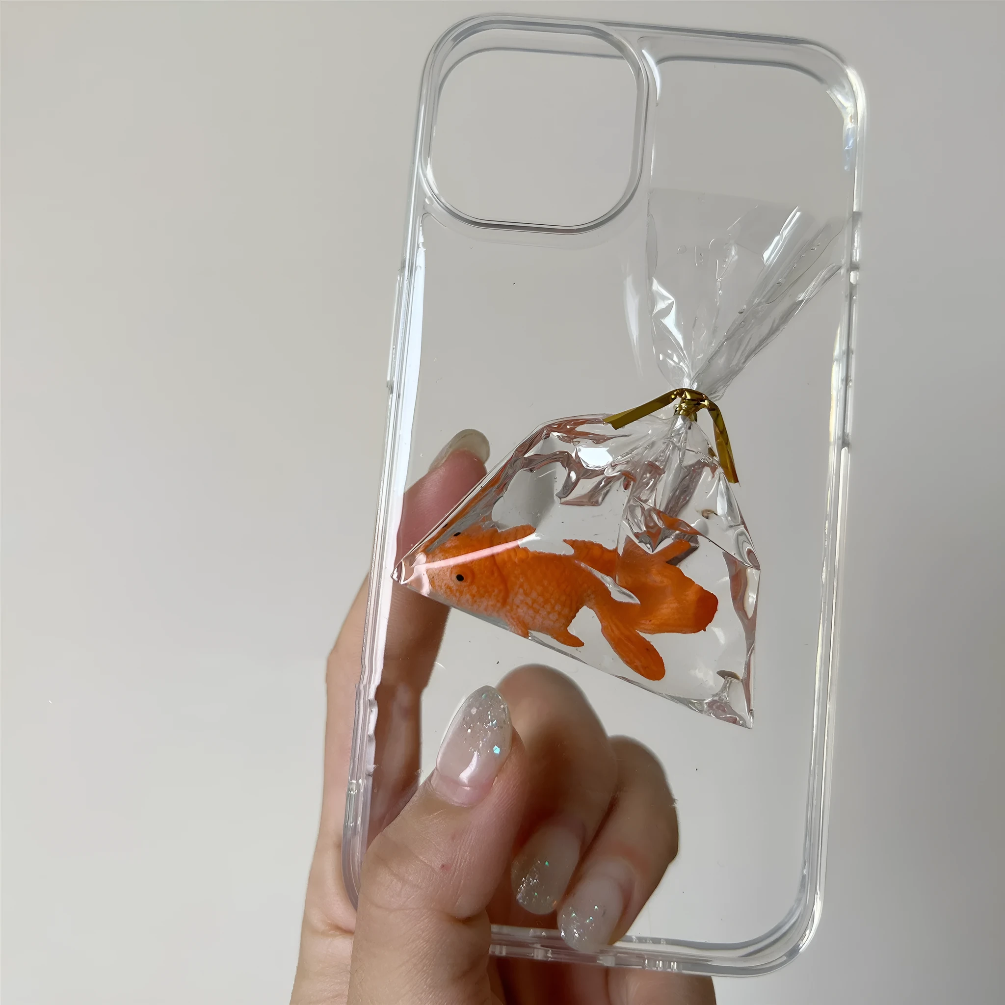 Three-dimensional fish water bag transparent cartoon phone case for iPhone 15 pro clear TPU