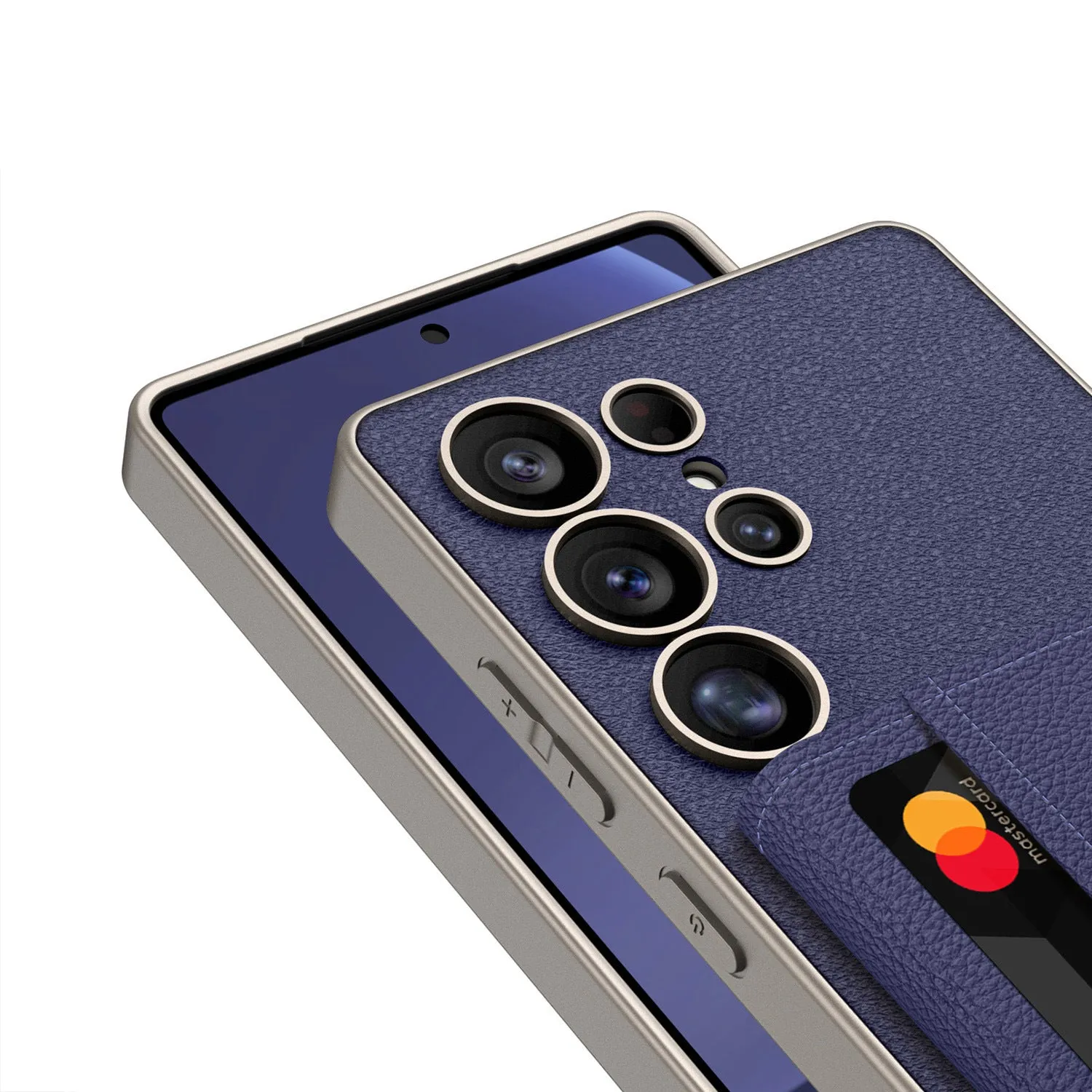 Samsung S24Ultra S25Ultra magnetic wallet phone case with stand in frosted plain leather, carbon fiber pattern option